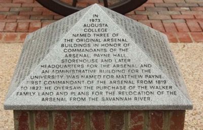 Augusta College Three Original Arsenal Buildings Marker, east face image. Click for full size.