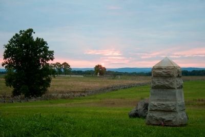 Major General Winfield Scott Hancock Wounded Marker at sunset image. Click for full size.