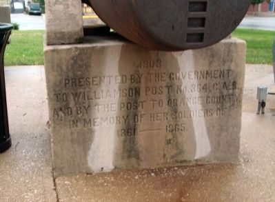 West Cannon - - Orange County Civil War Memorial Marker. Click for full size. West Cannon - - Orange County Civil War Memorial Marker image. Click for full size.