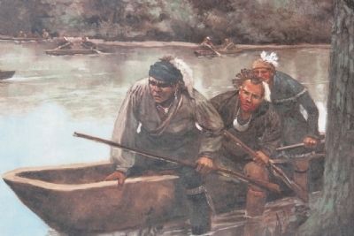 Image of the Indian Allies exiting the canoes to carry out their assault on the village. image. Click for full size.