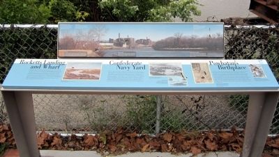 Rocketts Landing and Wharf / Confederate Navy Yard / Powhatan’s Birthplace Marker. Click for full size. Rocketts Landing and Wharf / Confederate Navy Yard / Powhatan’s Birthplace Marker image. Click for full size.