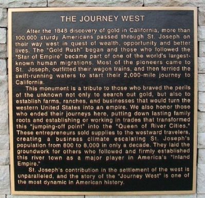 The Journey West Marker. Click for full size. The Journey West Marker image. Click for full size.