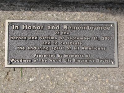 September 11, 2001 memorial plaque. Click for full size. September 11, 2001 memorial plaque image. Click for full size.