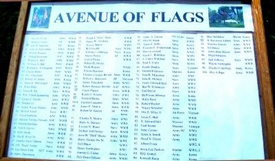 Avenue of Flags Honor Roll. Click for full size. Avenue of Flags Honor Roll image. Click for full size.