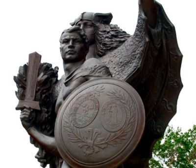 Confederate Defenders of Charleston Statue<br>Note the Seal of South Carolina on the Shield image. Click for full size.