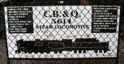 C. B. & Q. 5614 Steam Locomotive Marker image. Click for full size.