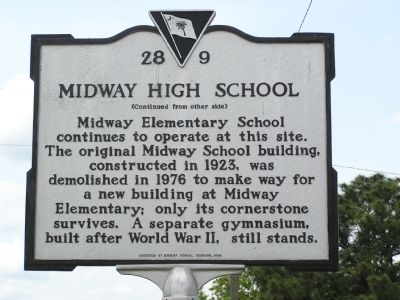 Midway High School Marker Reverse image. Click for full size.