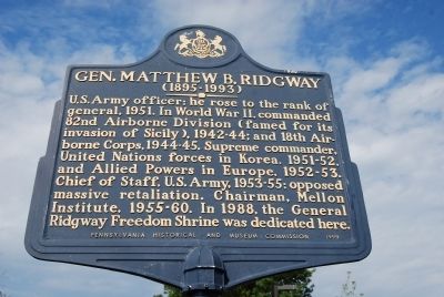 General Matthew B. Ridgway Marker image. Click for full size.