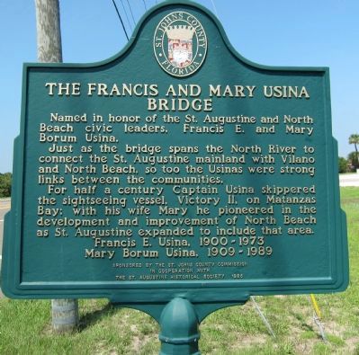 The Francis and Mary Usina Bridge Marker image. Click for full size.