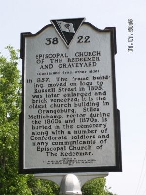 Episcopal Church of the Redeemer and Graveyard Marker Reverse image. Click for full size.