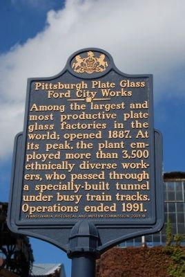 Pittsburgh Plate Glass Ford City Works Marker image. Click for full size.