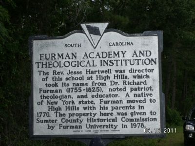 Furman Academy and Theological Institution Marker Reverse image. Click for full size.