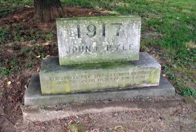 Cornerstone from Spencer County Infirmary - - "1917 John F. Pyle" image. Click for full size.