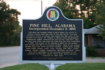 Pine Hill, Alabama Marker (Front) image. Click for full size.