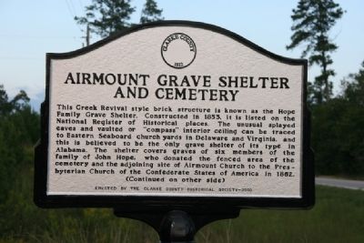 Airmount Grave Shelter And Cemetery Marker (Front) image. Click for full size.