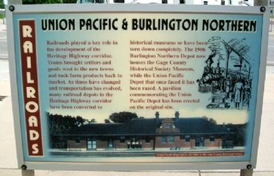Railroads: Union Pacific & Burlington Northern Marker. Click for full size. Railroads: Union Pacific & Burlington Northern Marker image. Click for full size.