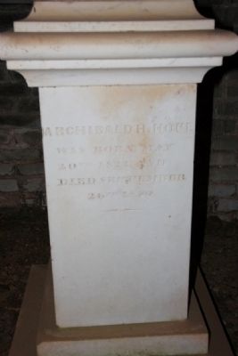 Grave site of Archibald H. Hope, May 20, 1823 – September 26, 1850. Oldest burial in the shelter.. Click for full size. Grave site of Archibald H. Hope, May 20, 1823 – September 26, 1850. Oldest burial in the shelter. image. Click for full size.
