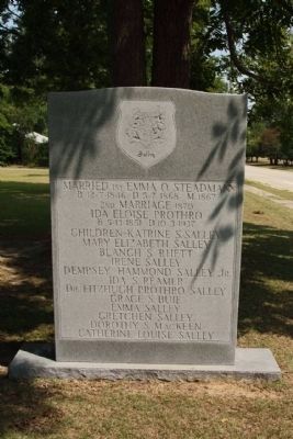 Capt. Dempsey Hammond Salley Marker, back side image. Click for full size.