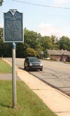 Richard Tutt Home Marker, as seen looking north along Penn Street. Click for full size. Richard Tutt Home Marker, as seen looking north along Penn Street image. Click for full size.