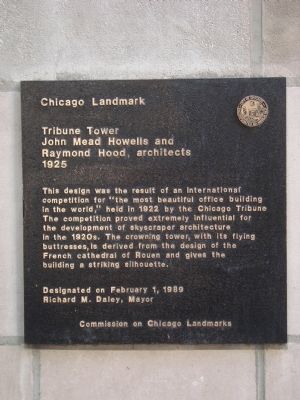 Tribune Tower Marker. Click for full size. Tribune Tower Marker image. Click for full size.