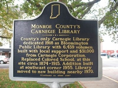 Monroe County's Carnegie Library Marker image. Click for full size.