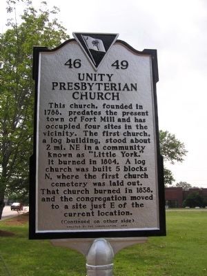 Unity Presbyterian Church Marker image. Click for full size.
