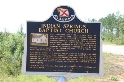 Indian Springs Baptist Church Marker. Click for full size. Indian Springs Baptist Church Marker image. Click for full size.
