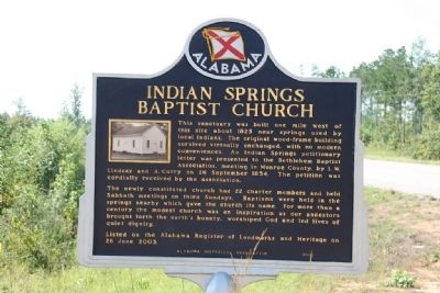Indian Springs Baptist Church Marker image. Click for full size.