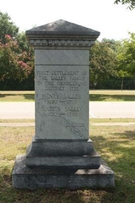 The Salley Family Marker, back side view. Click for full size. The Salley Family Marker, back side view image. Click for full size.
