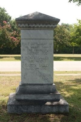 The Salley Family Marker, back side view image. Click for full size.