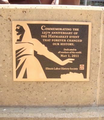 Site of the Haymarket Tragedy anniversary plaque. image. Click for full size.