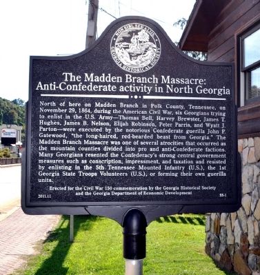 The Madden Branch Massacre: Anti-Confederate activity in North Georgia Marker image. Click for full size.