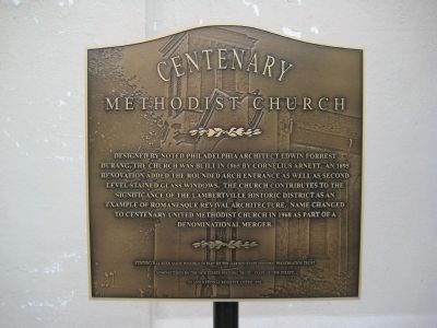 Centenary Methodist Church Marker. Click for full size. Centenary Methodist Church Marker image. Click for full size.