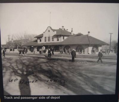 Photo on First Train Depot Marker. Click for full size. Photo on First Train Depot Marker image. Click for full size.
