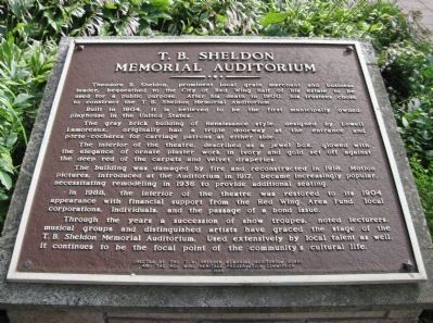 T.B. Sheldon Memorial Auditorium Marker. Click for full size. T.B. Sheldon Memorial Auditorium Marker image. Click for full size.