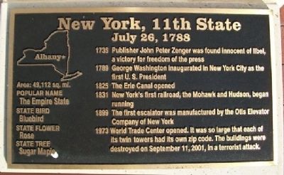New York, 11th State Marker image. Click for full size.