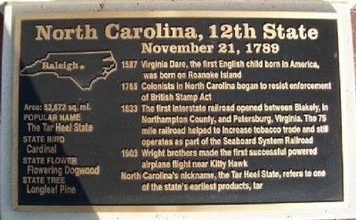 North Carolina, 12th State Marker image. Click for full size.