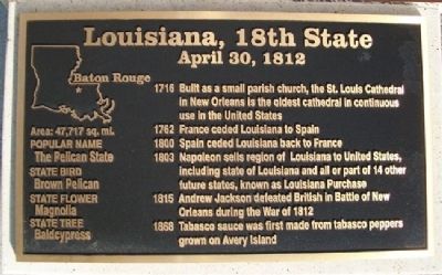 Louisiana, 18th State Marker image. Click for full size.