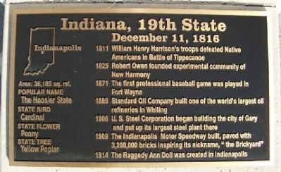 Indiana, 19th State Marker image. Click for full size.
