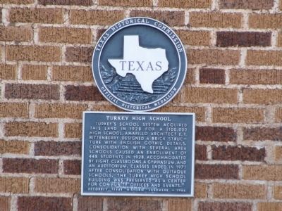 Turkey High School Marker. Click for full size. Turkey High School Marker image. Click for full size.