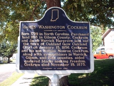 Side 'One' - - James Washington Cockrum Marker. Click for full size. Side 'One' - - James Washington Cockrum Marker image. Click for full size.