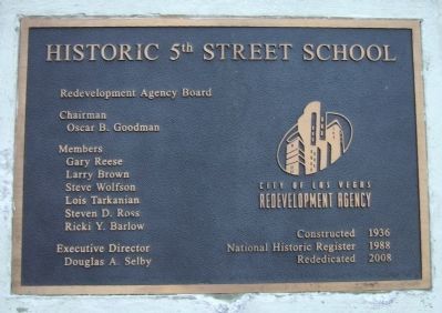 Historic 5th Street School Plaque. Click for full size. Historic 5th Street School Plaque image. Click for full size.