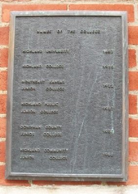 Highland Community College Names Marker image. Click for full size.