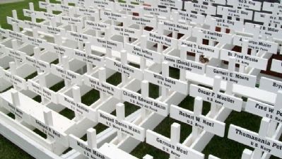 Crosses at Highland Cemetery Veterans Memorial image. Click for full size.
