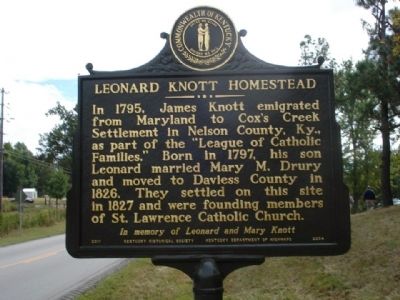 Knottsville, Kentucky/Leonard Knott Homestead Marker image. Click for full size.