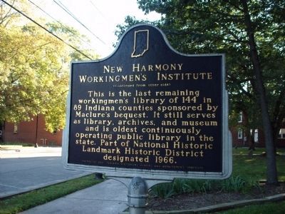 Side 'Two' - - New Harmony Workingmen's Institute Marker image. Click for full size.