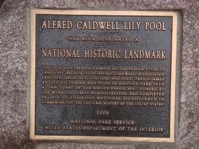 Alfred Caldwell Lily Pool Marker. Click for full size. Alfred Caldwell Lily Pool Marker image. Click for full size.