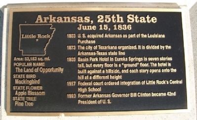 Arkansas, 25th State Marker image. Click for full size.