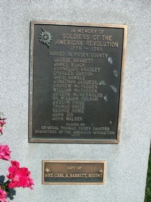 Posey County American Revolution Honor Roll Marker. Click for full size. Posey County American Revolution Honor Roll Marker image. Click for full size.