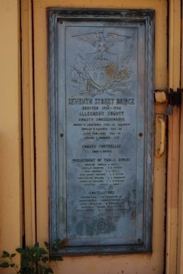 Seventh Street Bridge Dedication Plaque. Click for full size. Seventh Street Bridge Dedication Plaque image. Click for full size.